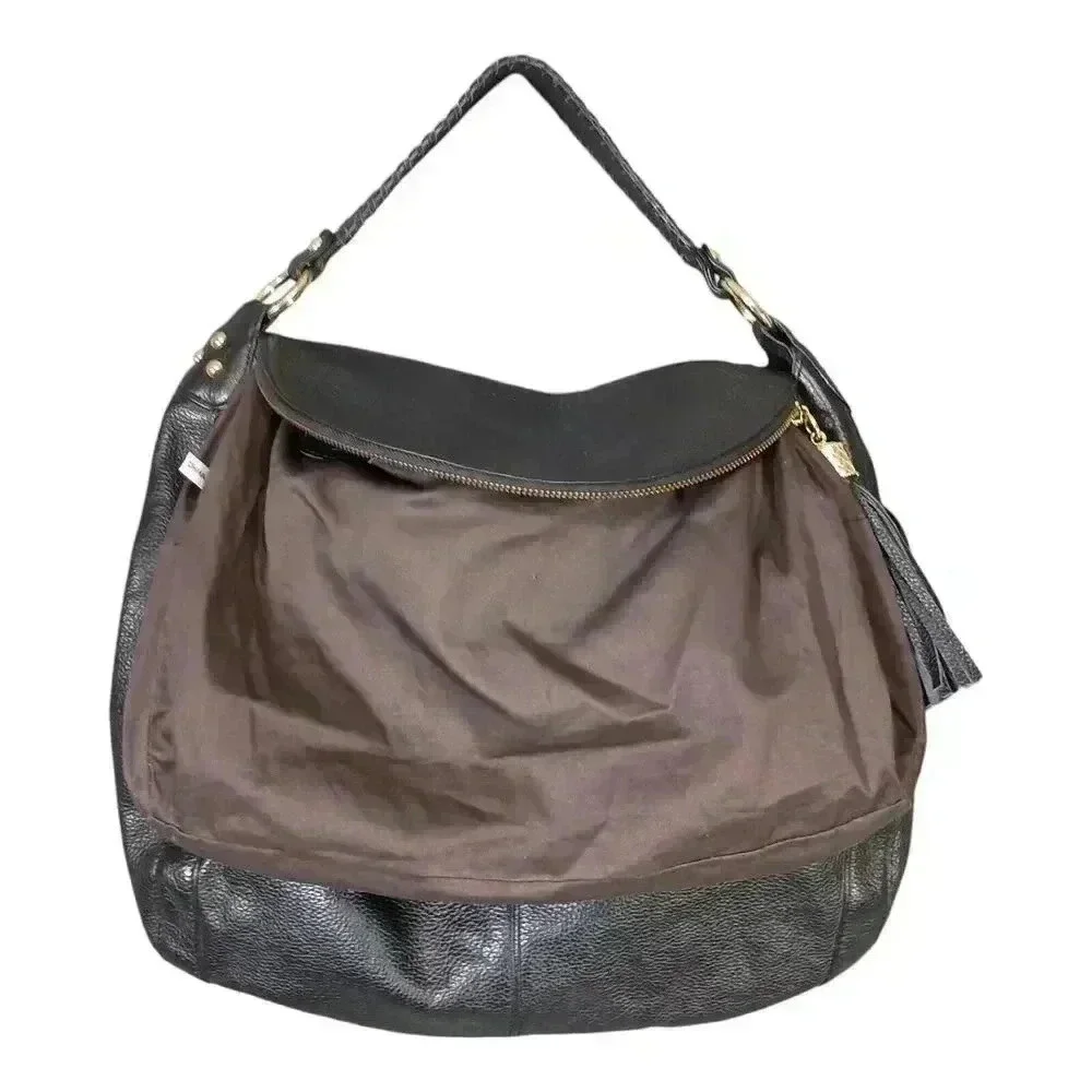 Onna Ehrlich Rachel Hobo Purse Black Leather Tassel Large